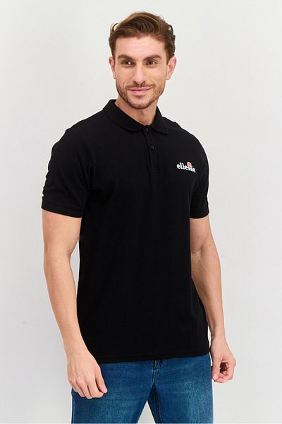 Ellesse Men Regular Fit Embroidered Logo Short Sleeves Polo Shirt, Black