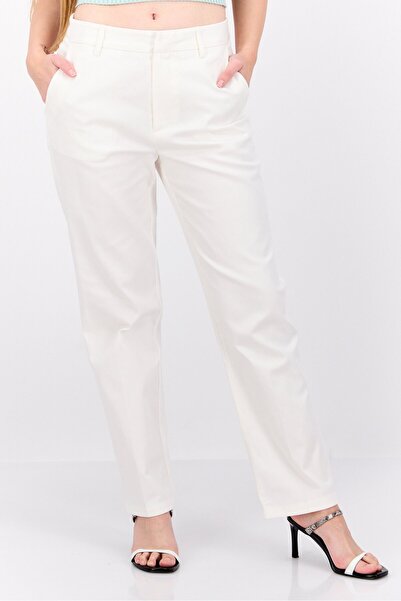 Scotch & Soda بنطلون Abott Chino سادة بقصّة عادية للنساء، لون أبيض فاتح