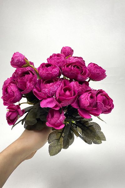 Hayalperest boncuk Σκούρο Φούξια Παιώνια Eren Rose Τεχνητό Λουλούδι 3 Μάτσο