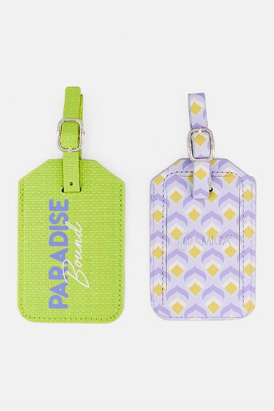 Miamica 2 Piece Textured Luggage Tag, Green Combo