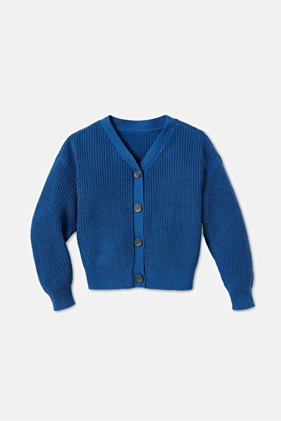 Tchibo Kids Girl Knitted Button Sweater Cardigan, Blue