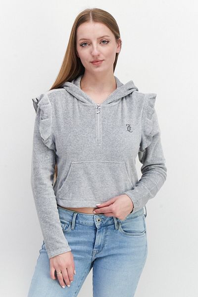 Juicy Couture Women Hooded Long Sleeve Textured Sweatshirt, Grey