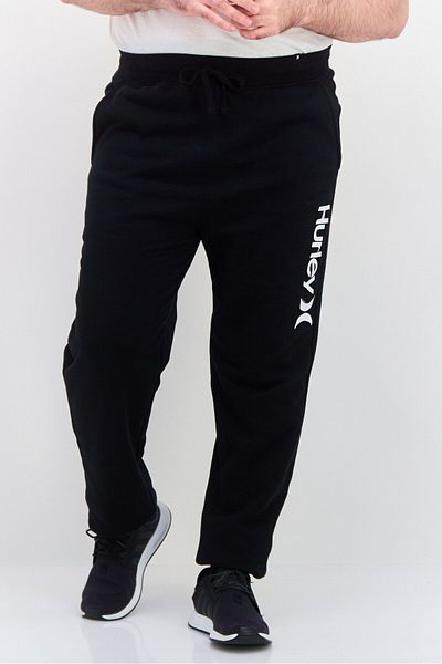 Hurley Men Sportswear Fit Brand Logo Outdoor Sweatpants, Black