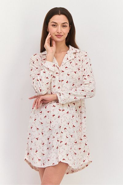 Celestial Dreams Women Allover Print Full Sleeves Pajamas, Ivory Combo