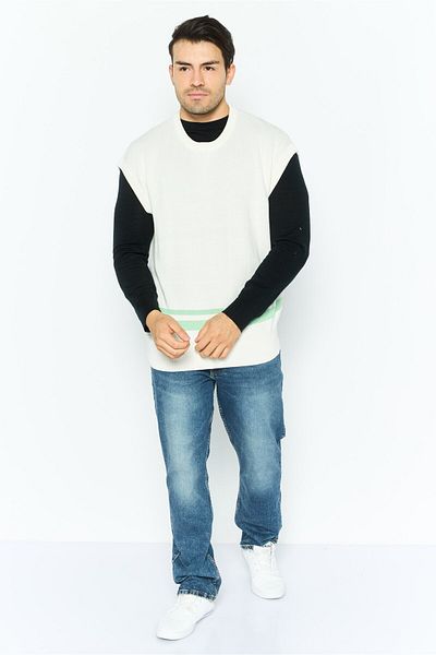 Esprit Men Crew Neck Knitted Vest, Off White