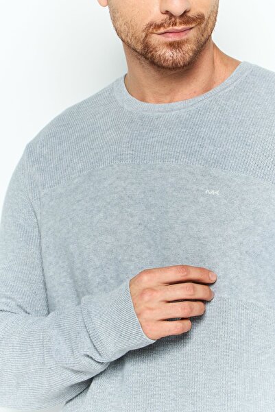 Michael Kors Men Crew Neck Embroidered Logo Long Sleeves Sweatshirt, Grey