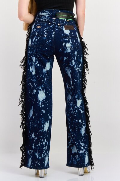 WRANGLER Women Regular Fit Color Splash Wide Leg Jeans, Blue Combo