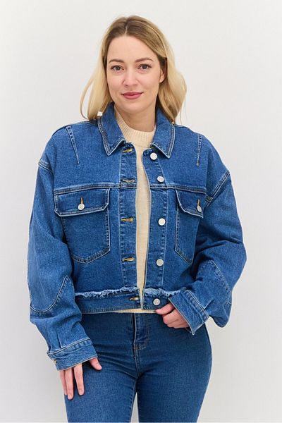 Esprit Women Washed Denim Jacket, Blue