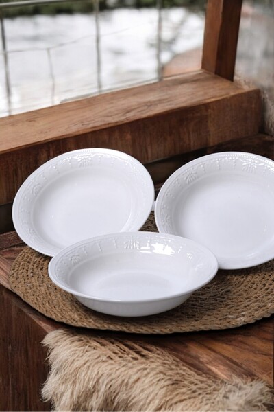 Kütahya Porselen Lidya White Porcelain Pit Dinner Plate 19 cm - 6 Pieces