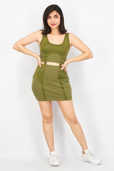 Adidas Originals Women Sportswear Fit Sleeveless Outdoor Rib Dress, Army Green