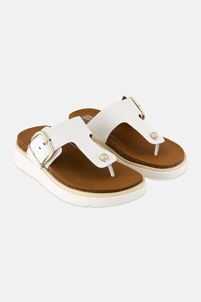 Fitflop Women Gen-Ff Buckle Leather Slip On Casual Sandals, White