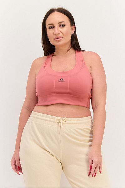 adidas Women Brand Logo Lightly Padded Sports Bra, Mauve