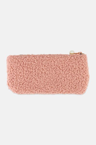 Posh & Pop Faux Fur Coin Wallet  9 H x 18 L x 2 W cm, Pink