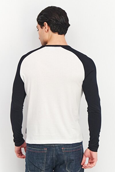 French Connection Men Crew Neck Long Sleeves Brand Logo T-Shirt, White