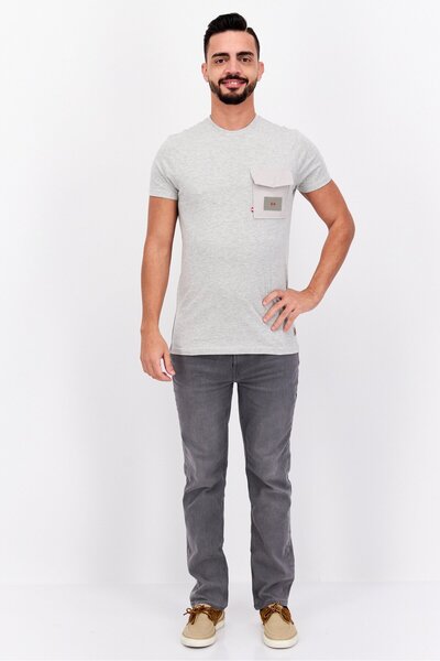 Canadian Peak Men Crew Neck Short Sleeves Solid T-Shirt, Grey