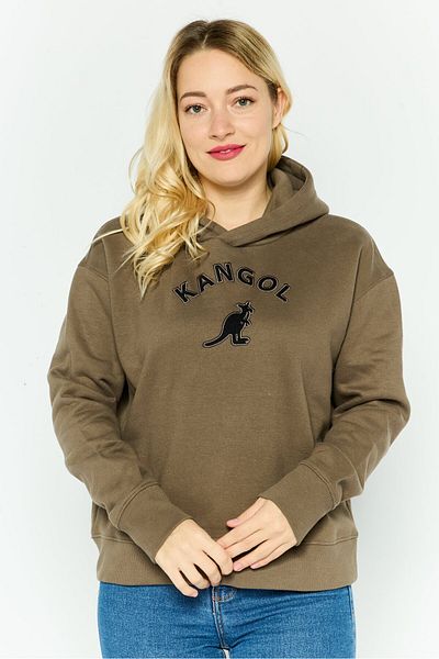 Kangol Women Hooded Embroidered Long Sleeves Sweatshirt, Morel
