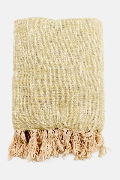 Muy Mucho Plaid Cotton Throw 160 X 130 Cm, Light Green