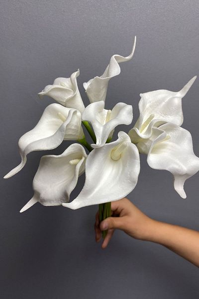 Hayalperest boncuk White Wet Look Artificial Calla Lily 8 Τεμάχια
