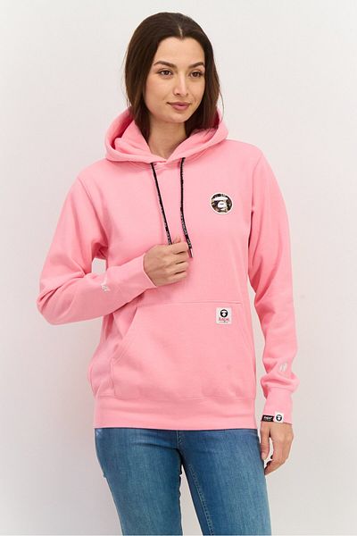 Aape By A Bathing Ape Women Graphic Print Long Sleeves Hooded Sweatshirt, Pink
