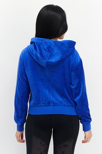Stussy Women Hooded Embroidered Logo Long Sleeves Sweatshirt, Blue