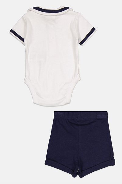 Rock A Bye Baby Boutique Toddler Boys 2 Piece Short Sleeves Bodysuit And Shorts, White
