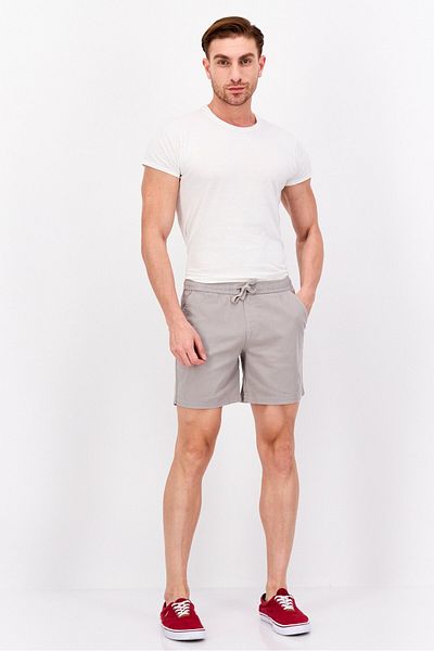 Paperbacks Men Plain Basic Shorts, Grey