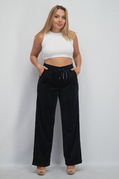 Esprit Women Textured Corduroy Pants, Navvy