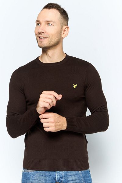 Lyle & Scott Men Crew Neck Brand Logo Sweatshirt, Brown