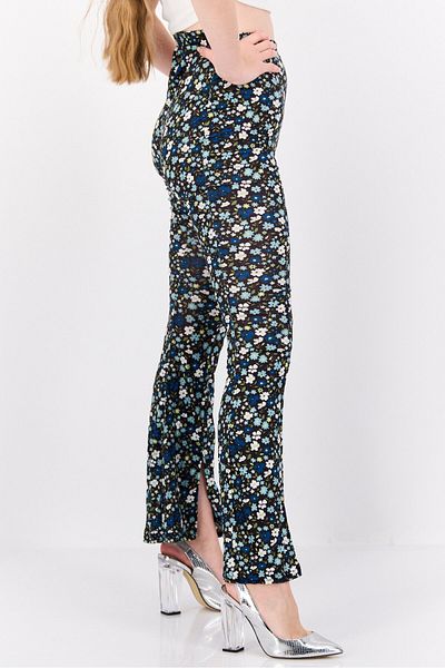 Missguided Women Regular Fit Floral Print Wide Leg Pants, Black