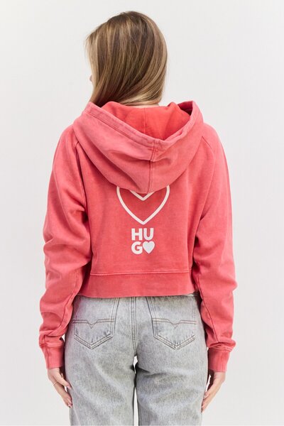 Hugo Boss Women Hooded Graphic Print Sweatshirt, Red