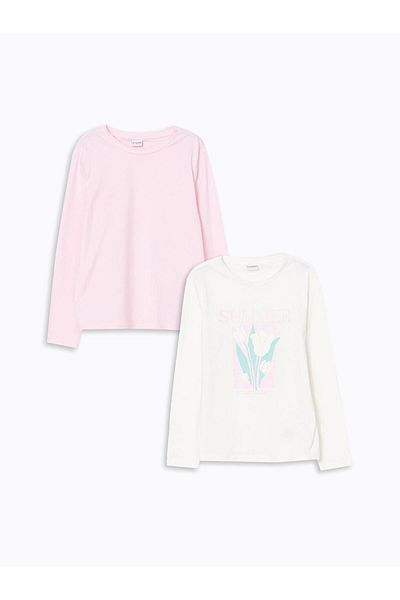 LC Waikiki LCW Kids Crew Neck T-Shirt για κορίτσια 2 Συσκευασία