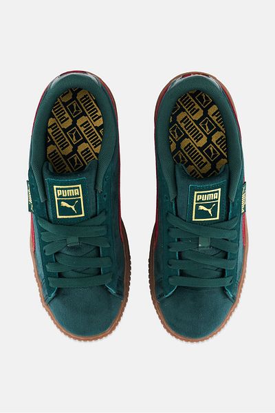 Puma Women Platform Velvet Lace Up Outdoor Shoes, Bistro Green