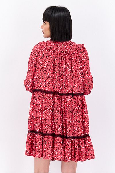 Scotch & Soda Women Allover Print Midi Dress, Red Combo