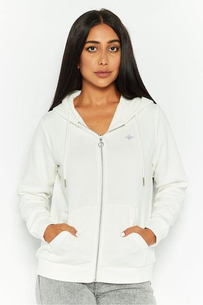 Mode by Redtape Women Hooded Embroidered Logo Sweatshirts, Off White
