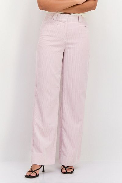 Esprit Women Regular Fit Wide Leg Ribbed Pants, Pastel Pink
