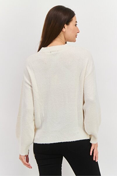 Mode by Redtape Women Crew Neck Knitted Sweater, Off White