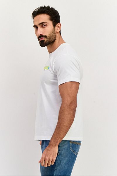 Esprit Men Crew Neck Short Sleeves Brand Logo T-shirt, White