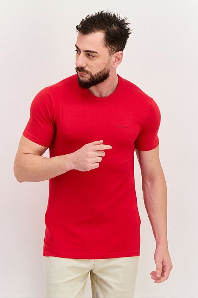 Kenneth Cole Men Crew Neck Short Sleeves Brand Logo T-shirt, Red