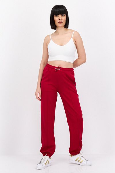 Scotch & Soda Women Regular Fit Solid Drawstring Jogger Pants, Red