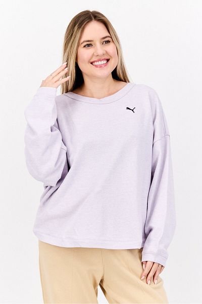 Puma Women Crew Neck Yoga Long Sleeve Sweatshirt, Lavender