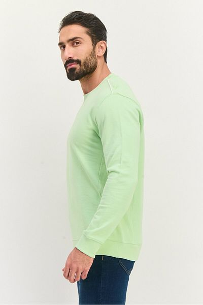 Sorbino Men Crew Neck Long Sleeve Textured Sweatshirt, Light Green