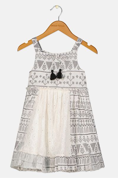 Miss Toddlers Girl Allover Print Dress, White