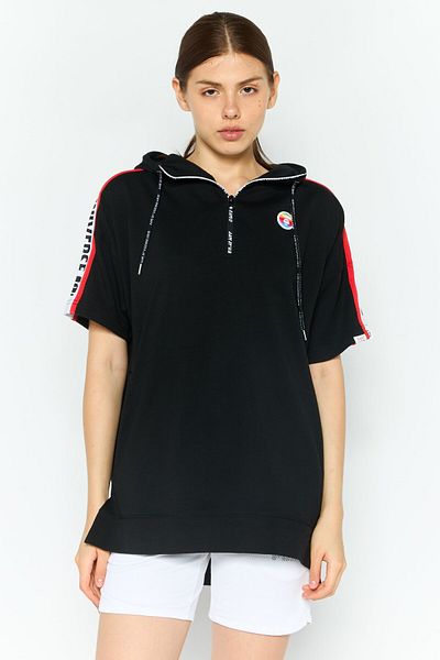 Aape By A Bathing Ape Women Embroidered Logo Long Sleeves Hooded Sweatshirt, Black