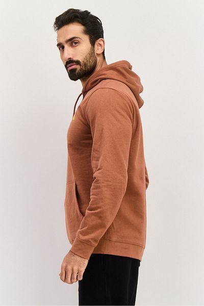 Hurley Men Hooded Brand Logo Long Sleeve Sweatshirt, Brown