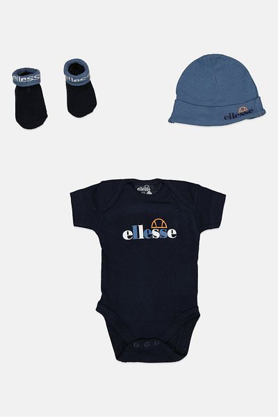 Ellesse طقم مكون من 3 قطع من ملابس داخلية وقبعة وجوارب للأولاد الصغار، أزرق داكن