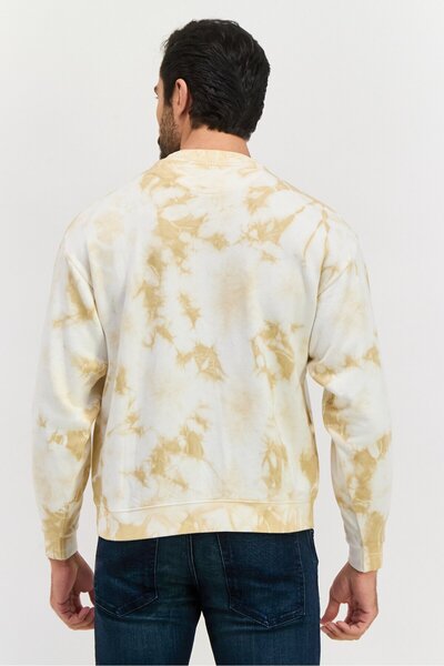 WRANGLER Men Crew Neck Short Sleeve Graphic Sweatshirt, Beige Combo