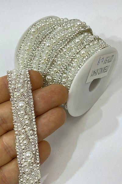 Hayalperest boncuk Iron-On Stone Strip Sconce with Pearls 1 Mt