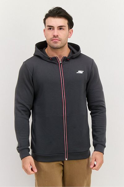SKECHERS Men Sportswear Fit Long Sleeve Outdoor Hooded Jacket, Grey