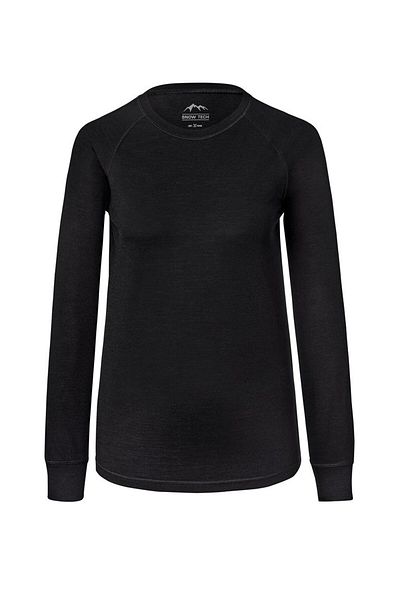 Tchibo Women Crew Neck Long Sleeve Solid T-Shirts, Black