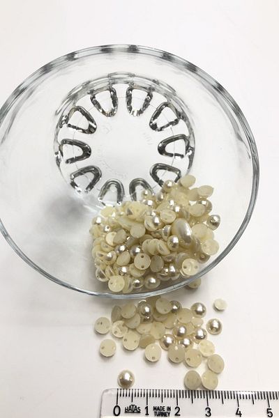 Hayalperest boncuk Cream Perforated Half Pearl Bead Plastic